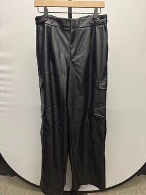 A New Day Black Faux Leather Cargo Pants